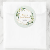 Gouden Folie Look Geometrische Lijst en Bloemen Fe Ronde Sticker (Tas)