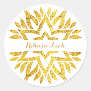Gouden folie look Star Mandala Bat Mitzvah Ronde Sticker