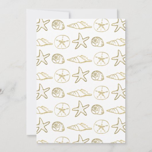 Gouden folie look zee schelpen chique strand zoet  kaart (Achterkant)