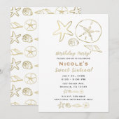 Gouden folie look zee schelpen chique strand zoet  kaart (Voorkant / Achterkant)