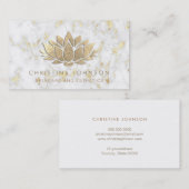 Gouden folie lotus op marmer visitekaartje (Voorkant / Achterkant)