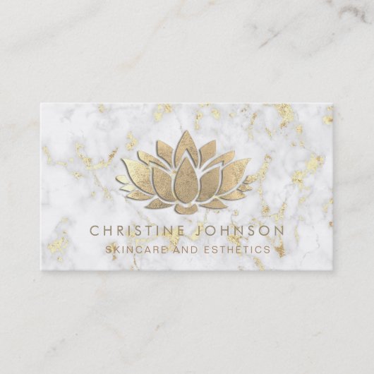 Gouden folie lotus op marmer visitekaartje (Voorkant)