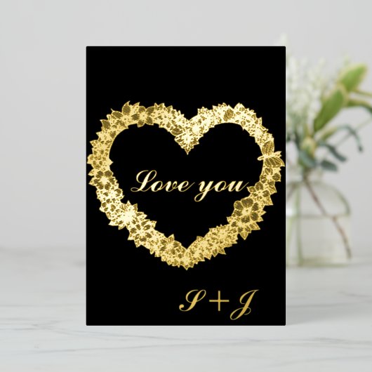 Gouden folie love you kaart (Staand Voorkant)