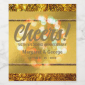 Gouden Folie Luxe Glam 50e Bruiloft Jubileum Wijn Etiket (Enkel label)