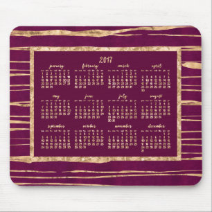 Gouden Folie Magenta Jaarlijkse Kalender 2017 Muis Muismat