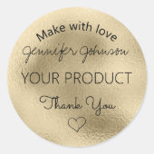 Gouden folie maken met liefde ronde sticker (Voorkant)