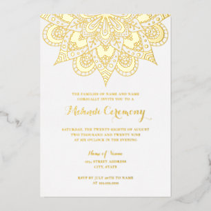 Gouden Folie Mandala Mehndi Ceremonie Uitnodiging