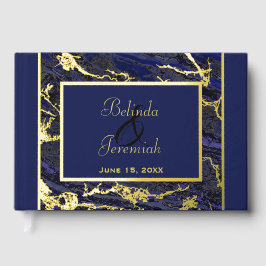 Gouden Folie & Marine Blauwe bruiloft Gastenboek