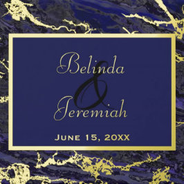 Gouden Folie & Marine Blauwe bruiloft Gastenboek