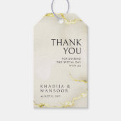 Gouden Folie Marmer Structuur Trouw Dank Je Cadeaulabel (Voorkant)