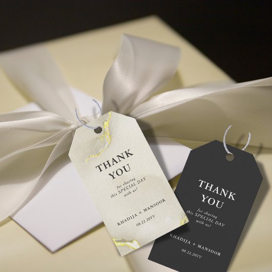 Gouden Folie Marmer Structuur Trouw Dank Je Cadeaulabel