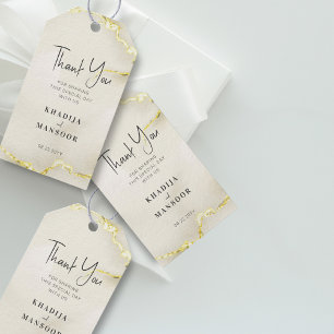 Gouden Folie Marmer Textuur Trouw Huwelijkskaartje Cadeaulabel