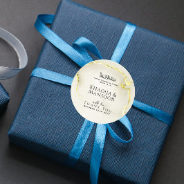 Gouden Folie Marmeren Textuur Islamitische bruilof Ronde Sticker