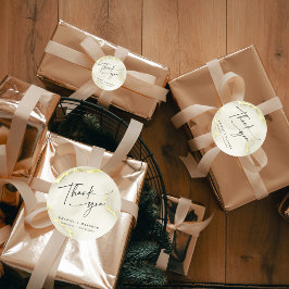 Gouden Folie Marmeren Textuur Trouwen Dank u voor  Ronde Sticker