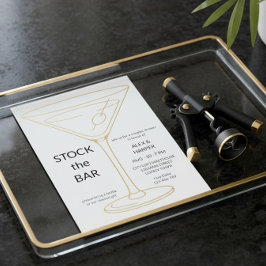 Gouden Folie Martini Minimalistische Bar Douche Uitnodiging