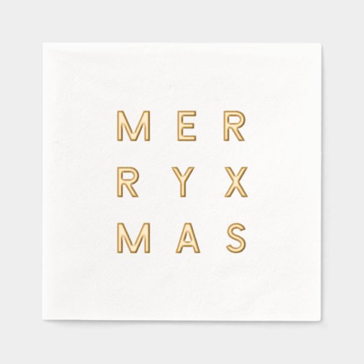 Gouden Folie Merry Xmas Cocktail servetten (Voorkant)