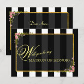 Gouden folie met bloemen WILT U MIJN GETUIGE ZIJN? Kaart (Voorkant / Achterkant)