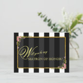 Gouden folie met bloemen WILT U MIJN GETUIGE ZIJN? Kaart (Staand voorkant)