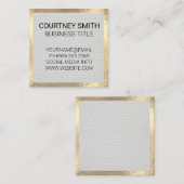 Gouden Folie Metalen Afwerking Witte Leer Vierkante Visitekaartje (Voorkant / Achterkant)