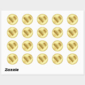 Gouden Folie Metallic Hart Monogram Bruiloft Stick Ronde Sticker (Vel)