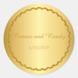 Gouden Folie Metallic Monogram Bruiloft Sticker