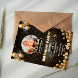 Gouden Folie Mijlpalen Verjaardagsuitnodiging Kaart