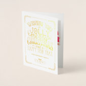 Gouden folie Modern Vrolijk Kerstfeest Gelukkig Ni Folie Kaarten (Voorkant)