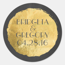 Gouden folie Moderne bruiloft Ronde Sticker