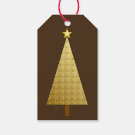 Gouden folie moderne kerstboom cadeaulabel