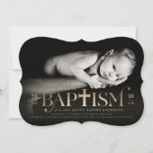 Gouden folie Moderne Klassieke Bold Cross Doop Fot Kaart (Voorkant)