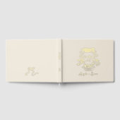 Gouden Folie Monogram Beige bruiloft gastenboek (Volledig)