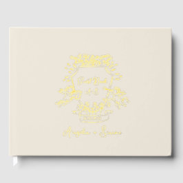 Gouden Folie Monogram Beige bruiloft gastenboek