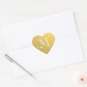 Gouden Folie Monogram Bruiloft Hart Sticker (Envelop)