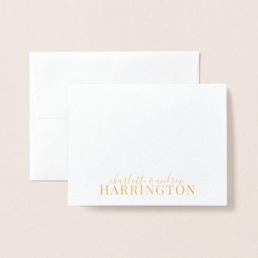 Gouden folie Monogram Koppel Naam Kaarten (Voorkant met envelop)