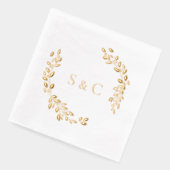 Gouden Folie Monogram Krans Elegante Huwelijk Folie Servetten (Links)