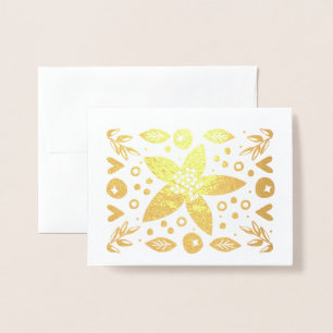 Gouden Folie Mooie Poinsettia Kerstkaart Kaarten