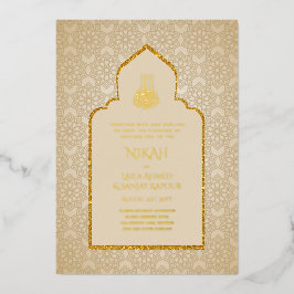 Gouden folie Nikah Walima Islamitische moslim brui Uitnodiging
