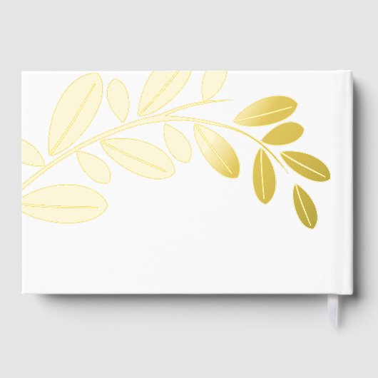 Gouden folie olijftak Mediterrane witte bruiloft Gastenboek (Achterkant)