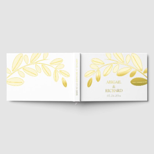 Gouden folie olijftak Mediterrane witte bruiloft Gastenboek (Volledig)