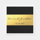 Gouden folie op zwarte luxe bruiloft servet (Voorkant)