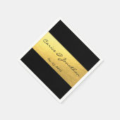 Gouden folie op zwarte luxe bruiloft servet (Hoek)