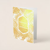 Gouden folie palm bladeren ananas bruiloft uitnodi kaarten (Voorkant)