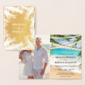 Gouden folie palm bladeren string lichten bruiloft folie kaarten (Display)