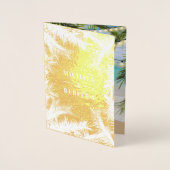 Gouden folie palm bladeren string lichten bruiloft kaarten (Voorkant)