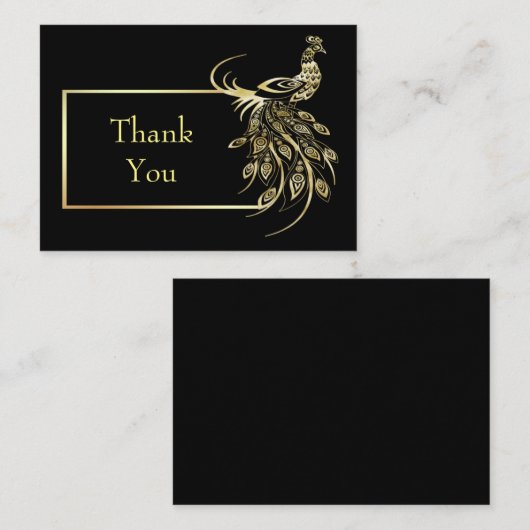 Gouden folie Peacock Bird Dank u kaart Notitiekaartje (Voorkant / Achterkant)