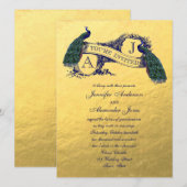 Gouden folie Peacock Vintage bruiloft uitnodiging (Voorkant / Achterkant)