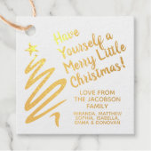 Gouden folie penseelstreek Vrolijk klein kerstcade Bedankjes Labels (Voorkant)