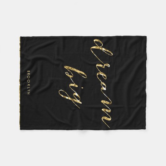 Gouden Folie Persoonlijke Dream Big Dekbed Fleece Deken (Voorkant (Horizontaal))