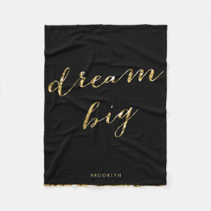 Gouden Folie Persoonlijke Dream Big Dekbed Fleece Deken