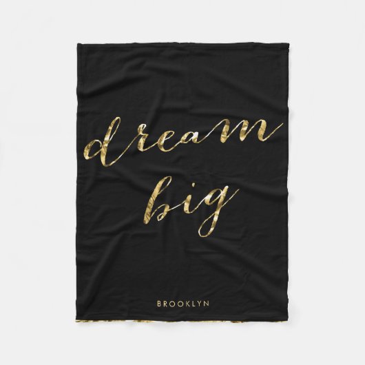 Gouden Folie Persoonlijke Dream Big Dekbed Fleece Deken (Voorkant)